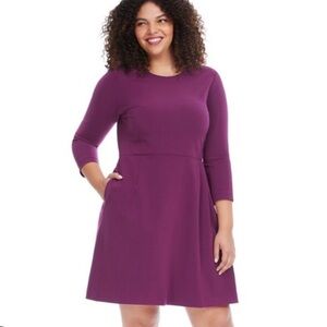 Elegant Long Sleeve Dress in Rich Purple